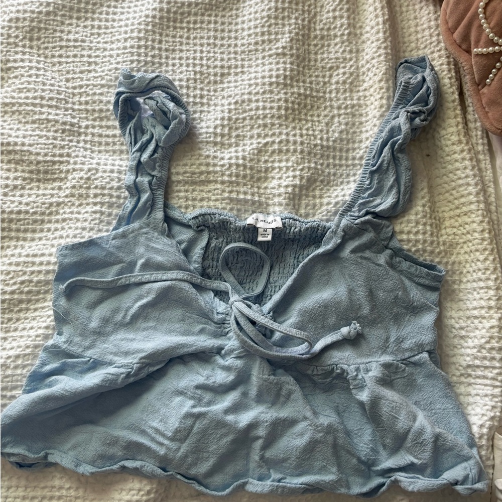 Women's Blue Ruffle Top